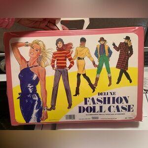Vintage 80’s Barbie case with Barbies, Ken and clothing